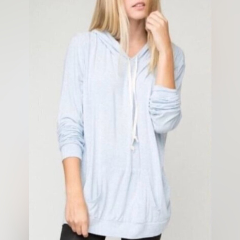 Brandy Melville Layla Light Blue Soft Knit Hoodie